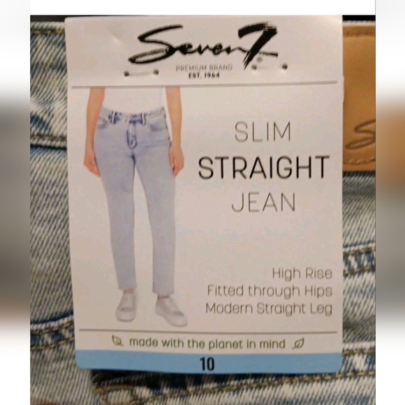Seven 7 Ladies High Rise Slim Straight Jean Size 10 Lynx Seven7 NEW - Picture 4 of 6